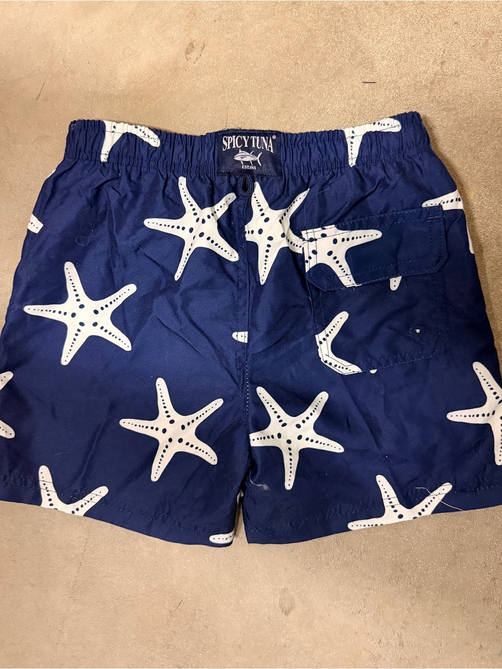 Spicy Tuna Kids Navy Starfish Swim Trunks Size 10